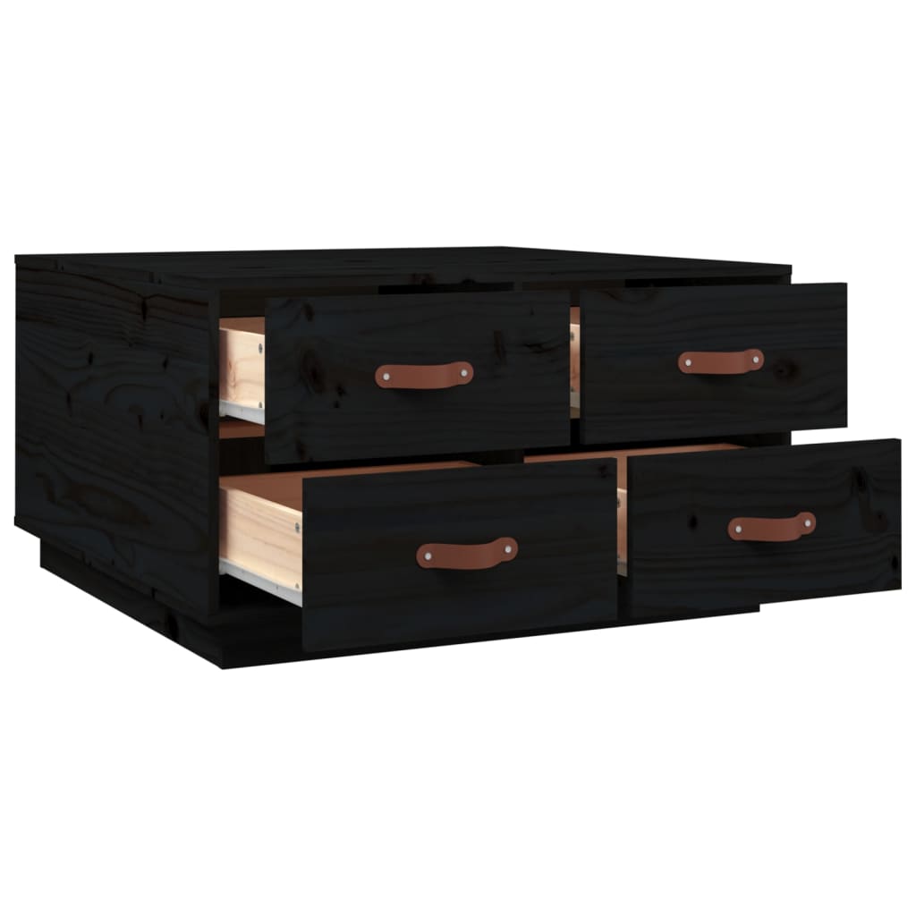 vidaXL Coffee Table Black 80x80x45 cm Solid Wood Pine