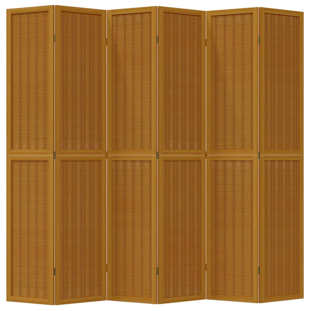 vidaXL Room Divider 6 Panels Brown Solid Wood Paulownia