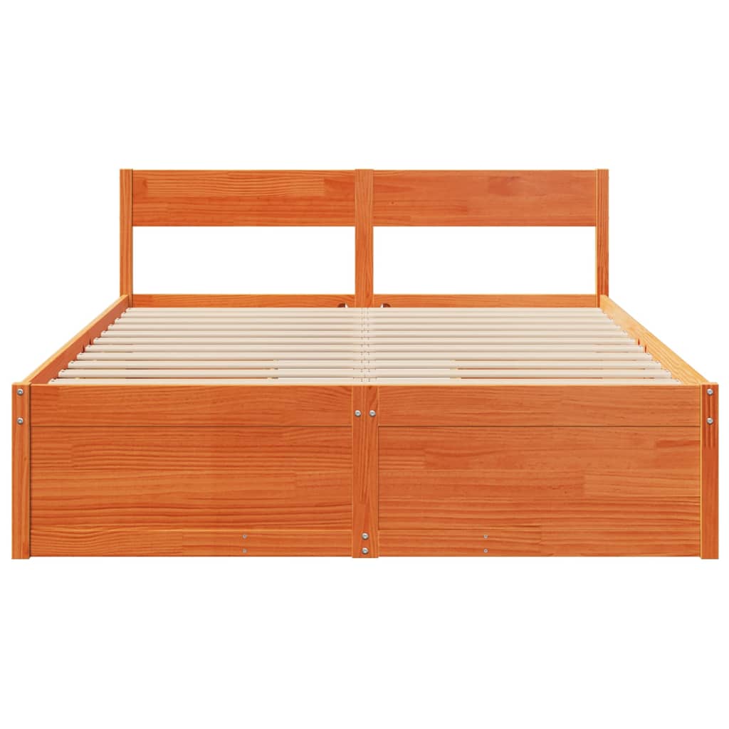 vidaXL Bed Frame without Mattress Wax Brown 140x200 cm Solid Wood Pine