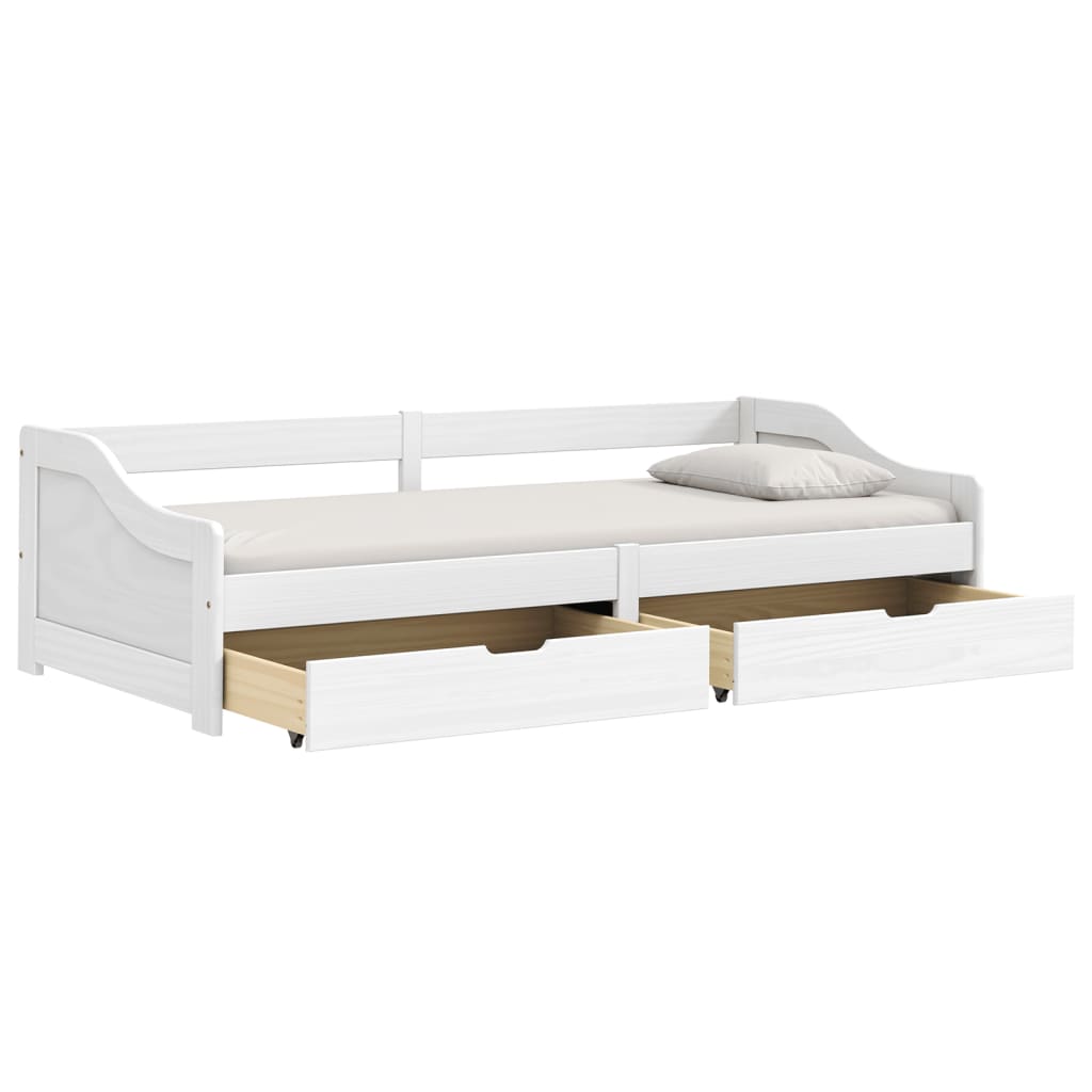 vidaXL Day Bed with 2 Drawers without Mattress "IRUN" White 90x200 cm