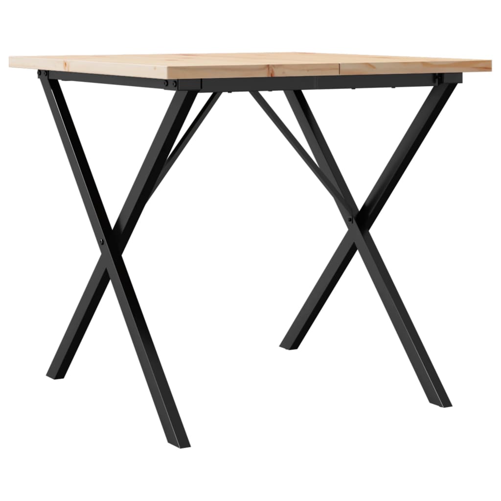 vidaXL Dining Table X-Frame 90x90x75.5 cm Solid Wood Pine and Cast Iron