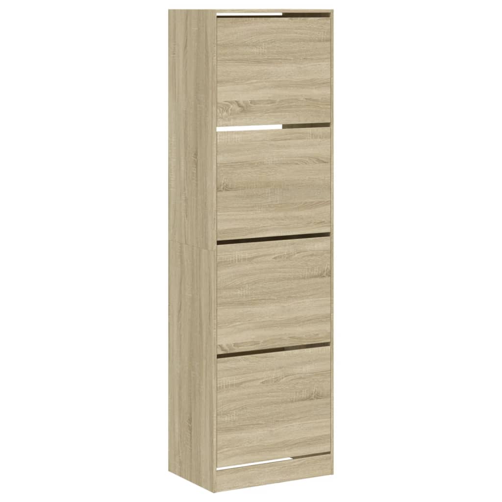 vidaXL Shoe Cabinet with 4 Flip-Drawers Sonoma Oak 60x42x204 cm