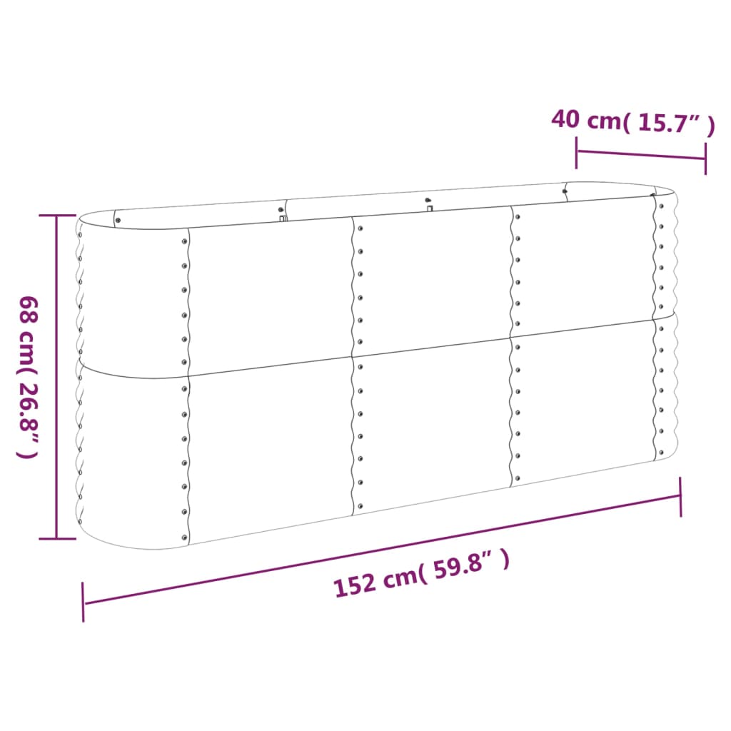 vidaXL Garden Raised Bed Powder-coated Steel 152x40x68 cm Green