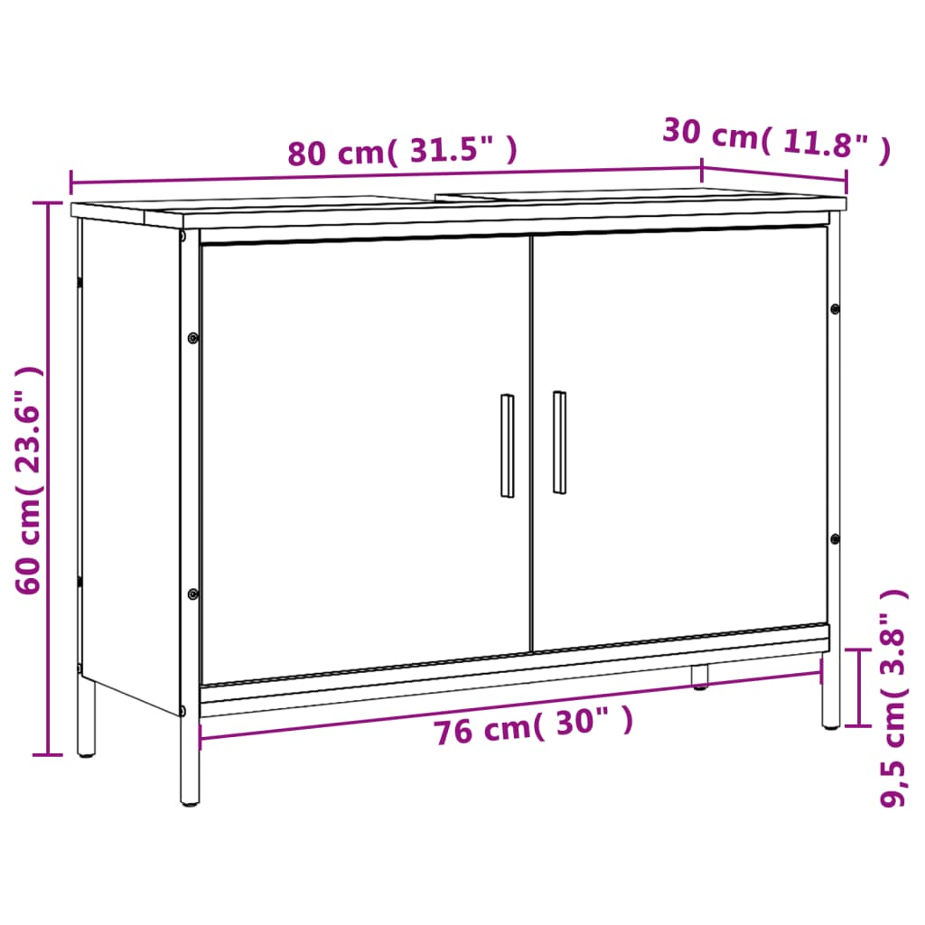 vidaXL Bathroom Sink Cabinet Brown Oak 80x30x60 cm Engineered Wood