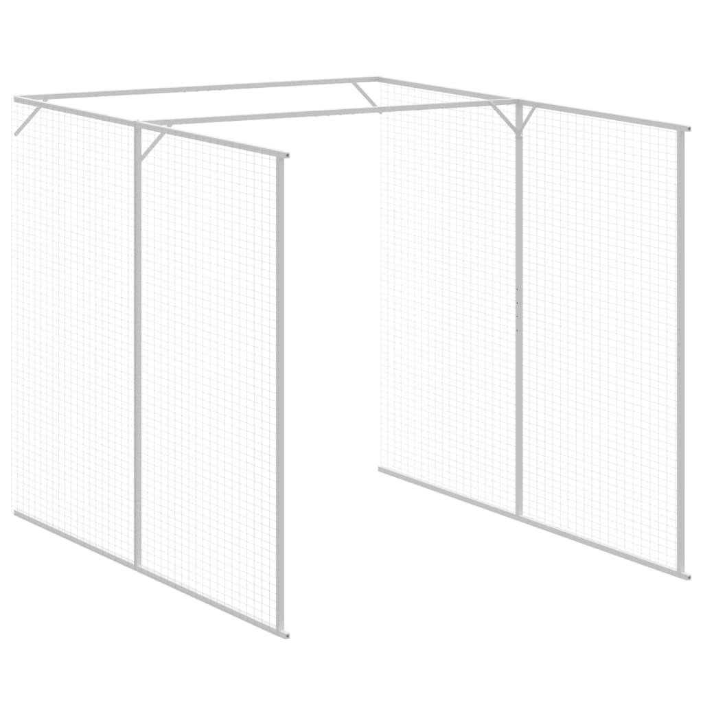 vidaXL Dog House with Run Light Grey 165x455x181 cm Galvanised Steel