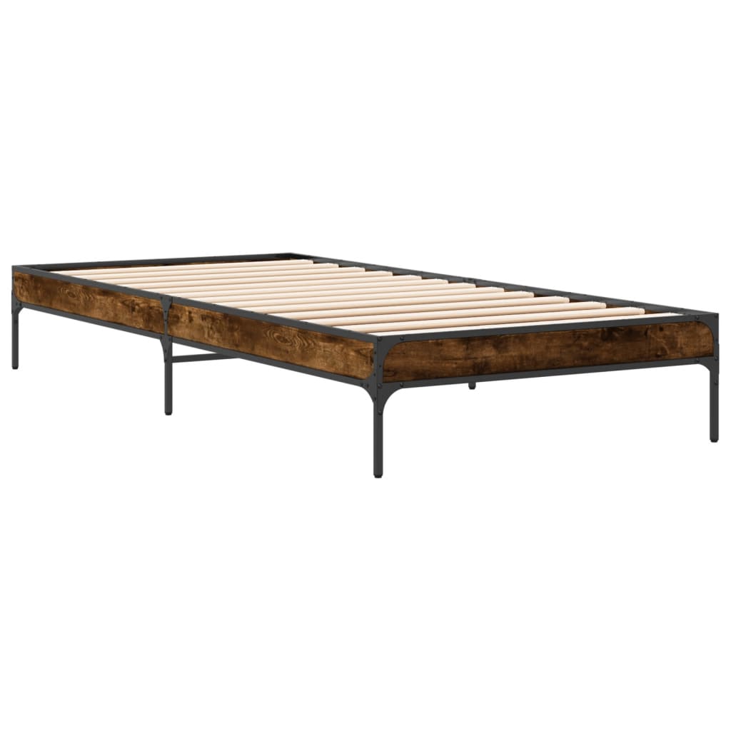 vidaXL Bed Frame without Mattress Smoked Oak 75x190 cm Small Single