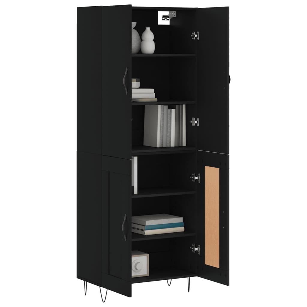 vidaXL Highboard Black 69.5x34x180 cm Engineered Wood