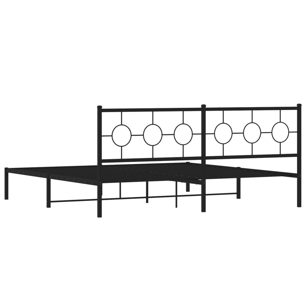 vidaXL Metal Bed Frame without Mattress with Headboard Black 193x203 cm