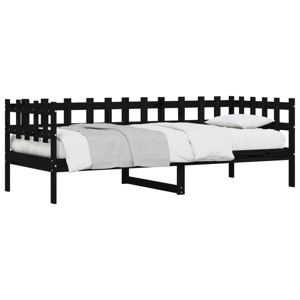 vidaXL Day Bed without Mattress Black 90x200 cm Solid Wood Pine