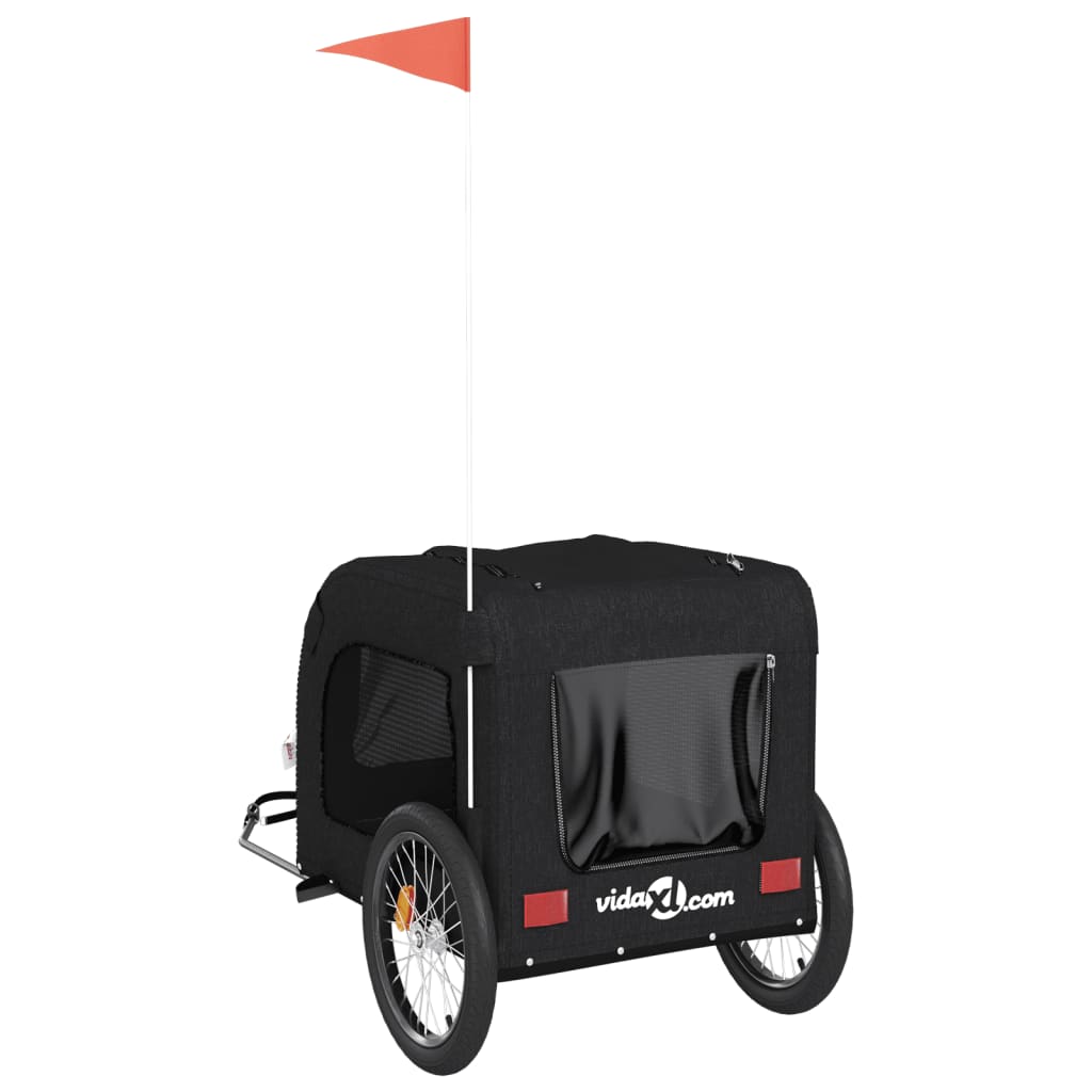 vidaXL Pet Bike Trailer Black Oxford Fabric and Iron