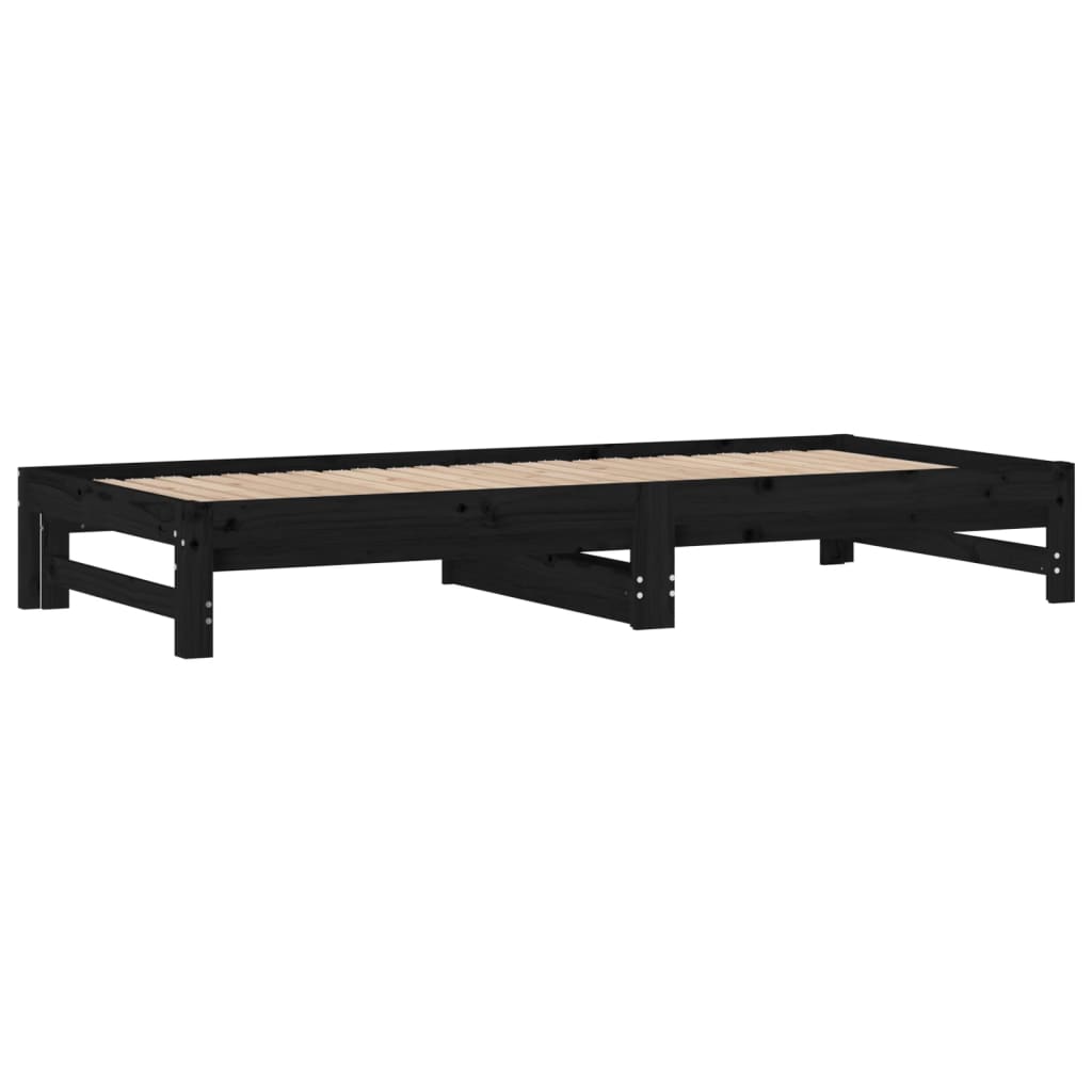 vidaXL Pull-out Day Bed without Mattress Black 2x(90x200) cm