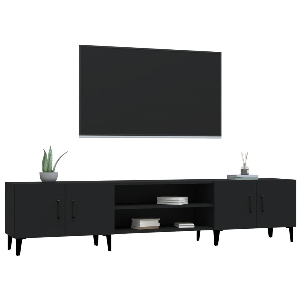 vidaXL TV Cabinet Black 180x31.5x40 cm Engineered Wood