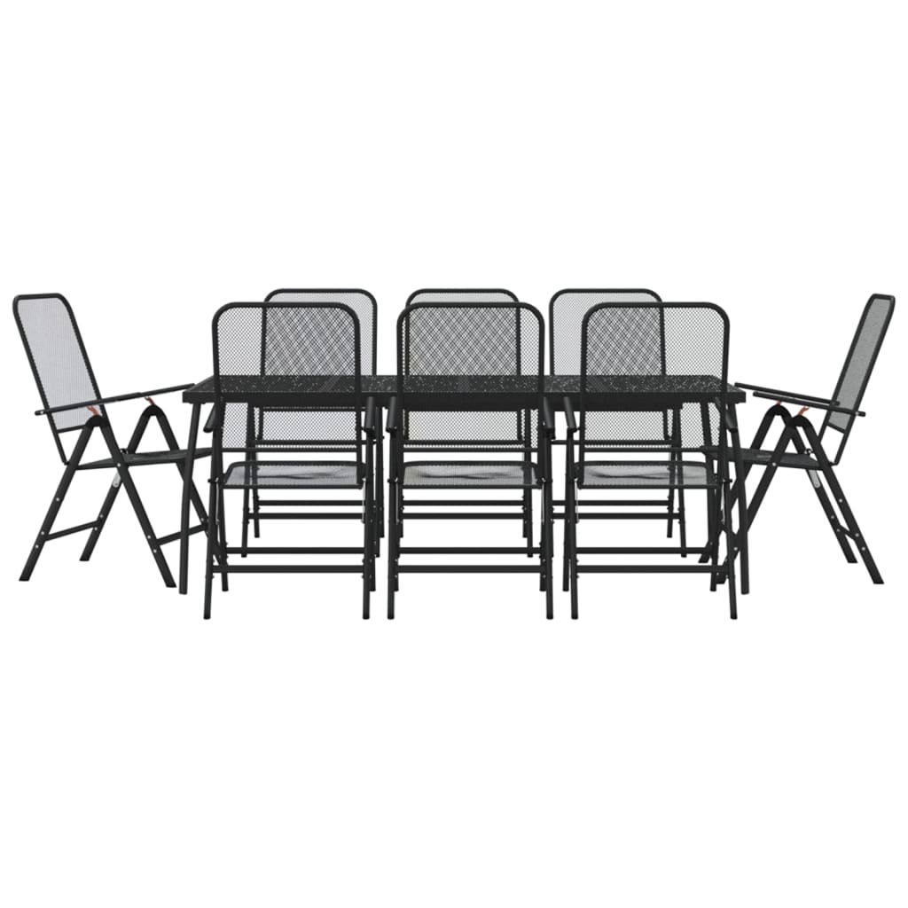 vidaXL 9 Piece Garden Dining Set Anthracite Metal Mesh