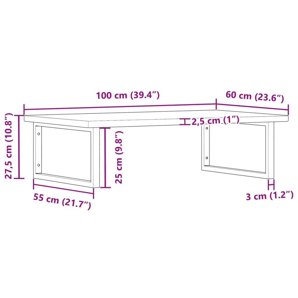 vidaXL Basin Shelf Wall Mounted Steel and Solid Wood Oak