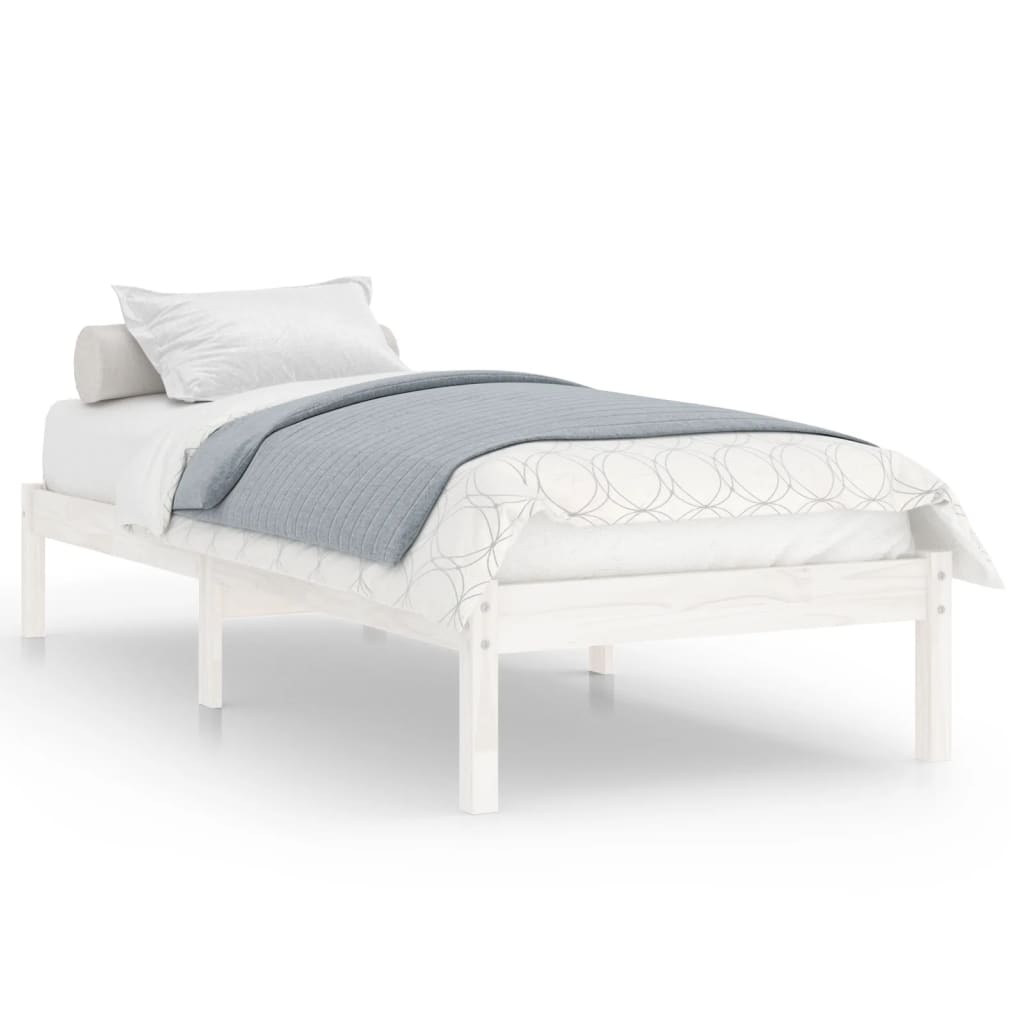 vidaXL Bed Frame without Mattress White Solid Wood Small Single