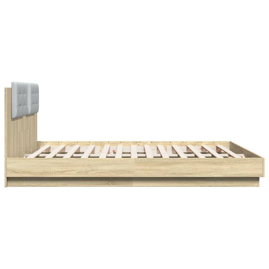 vidaXL Bed Frame with LED without Mattress Sonoma Oak 160x200 cm