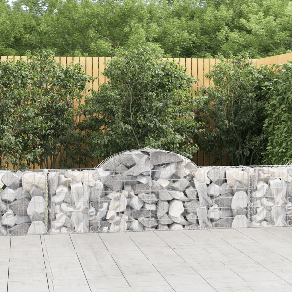 vidaXL Arched Gabion Baskets 25 pcs 200x30x60/80 cm Galvanised Iron