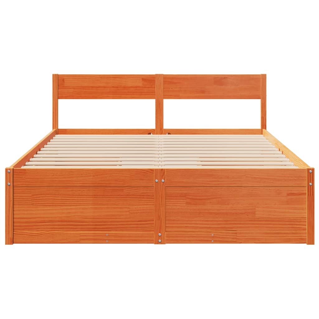 vidaXL Bed Frame without Mattress Wax Brown 160x200 cm Solid Wood Pine