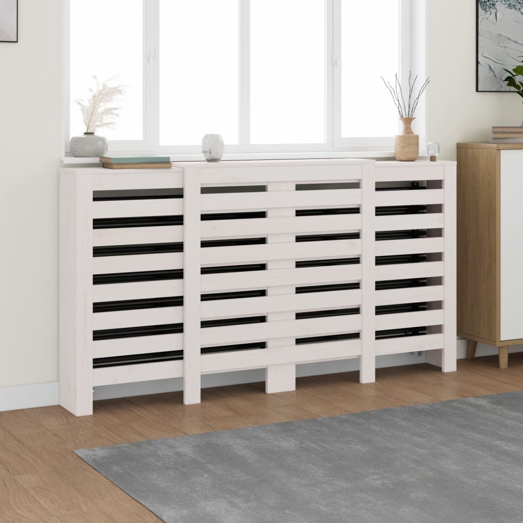 vidaXL Radiator Cover White 210x21x85 cm Solid Wood Pine