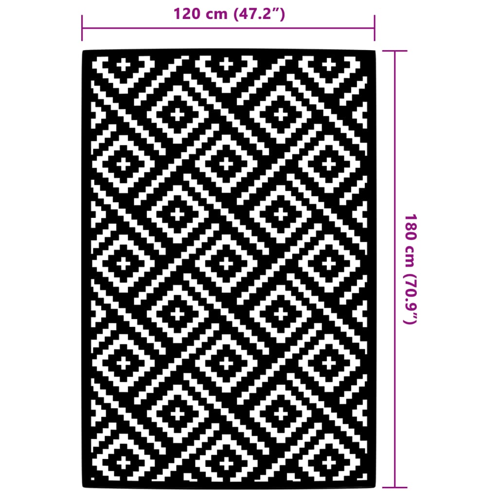 vidaXL Outdoor Carpet White and Black 120x180 cm PP