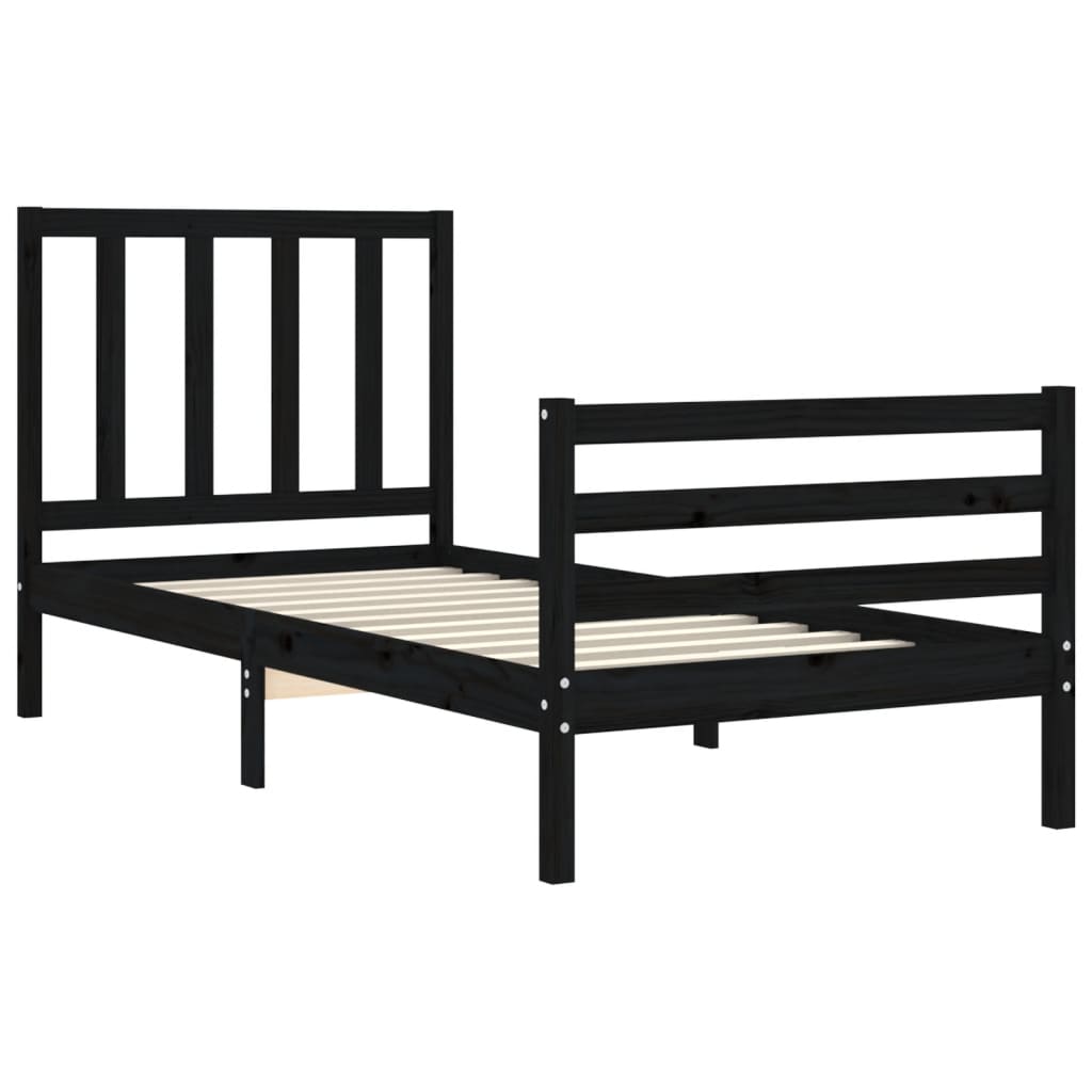 vidaXL Bed Frame without Mattress Black 100x200 cm Solid Wood Pine