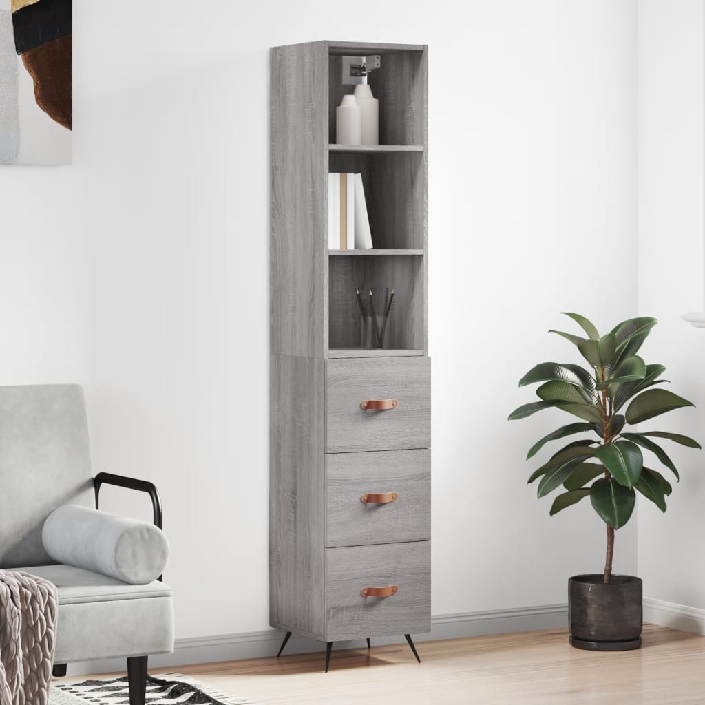 vidaXL Highboard Grey Sonoma 34.5x34x180 cm Engineered Wood