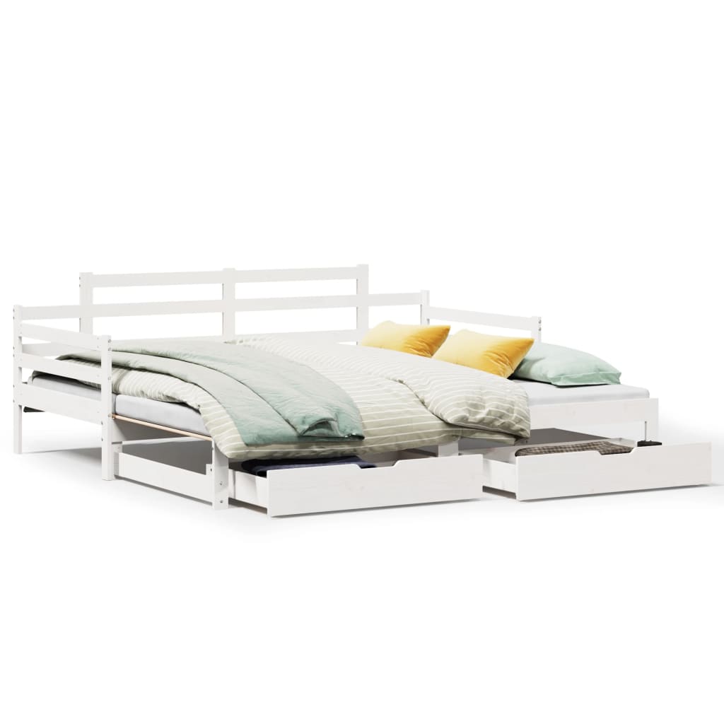 vidaXL Daybed with Trundle and Drawers without Mattress White 80x200 cm