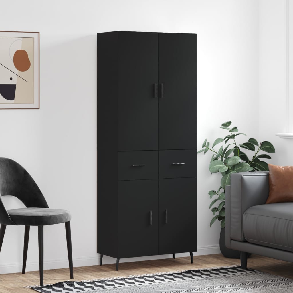 vidaXL Highboard Black 69.5x34x180 cm Engineered Wood