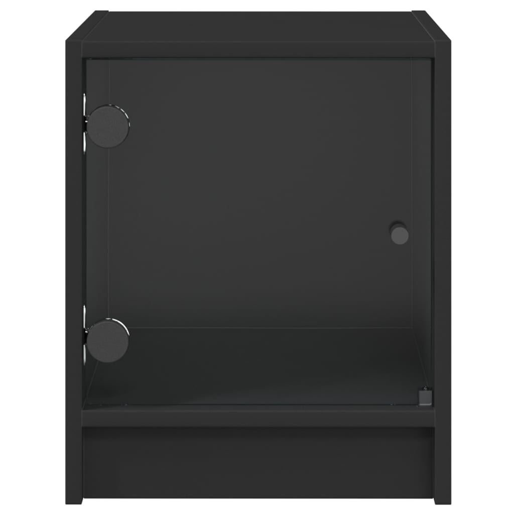 vidaXL Bedside Cabinets with Glass Doors 2 pcs Black 35x37x42 cm