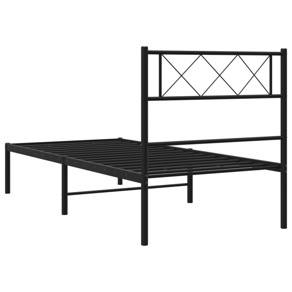 vidaXL Metal Bed Frame without Mattress with Headboard Black 80x200 cm