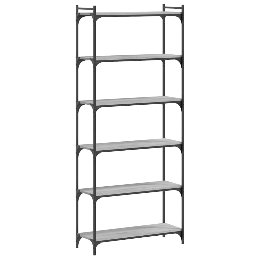 vidaXL Bookcase 6-Tier Grey Sonoma 80x30x188 cm Engineered Wood