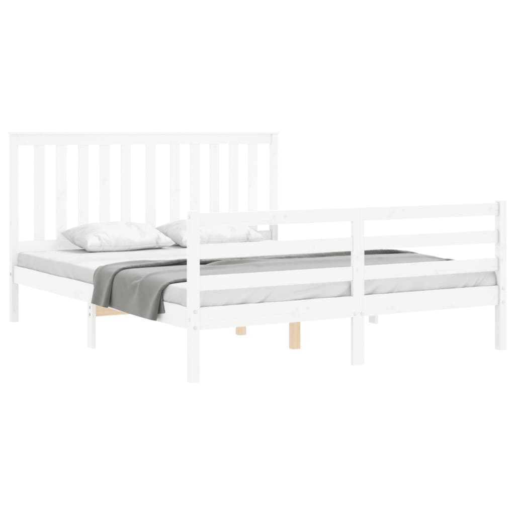 vidaXL Bed Frame without Mattress White King Size Solid Wood