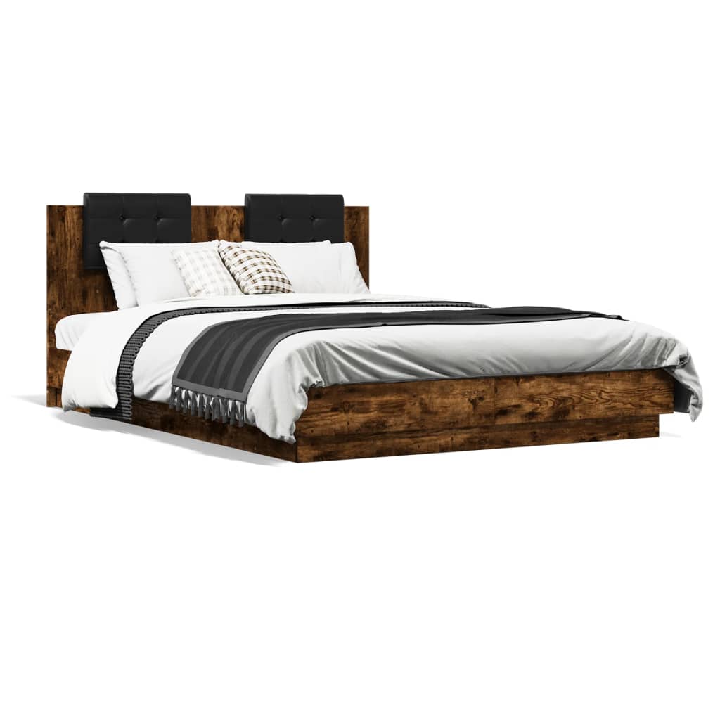 vidaXL Bed Frame without Mattress Smoked Oak 150x200 cm King Size