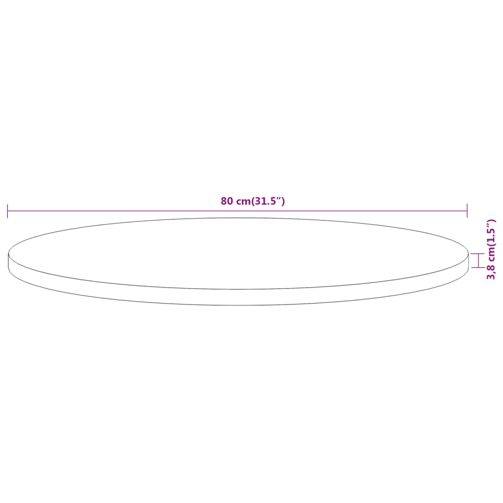 vidaXL Table Top Ø80x3.8 cm Round Solid Wood Acacia