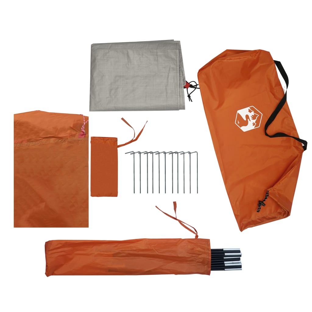 vidaXL Camping Tent Dome 3-Person Orange Waterproof