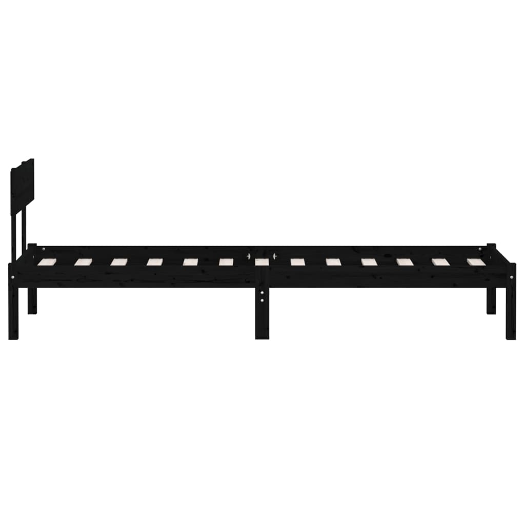 vidaXL Bed Frame without Mattress Black Solid Wood Small Single