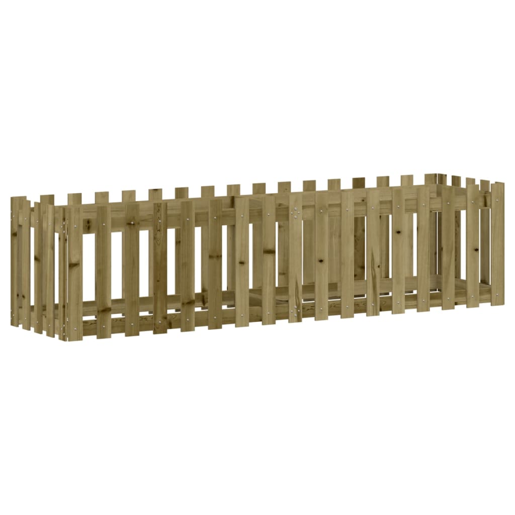 vidaXL Garden Raised Bed with Fence Design 200x50x50 cm Impregnated Wood Pine