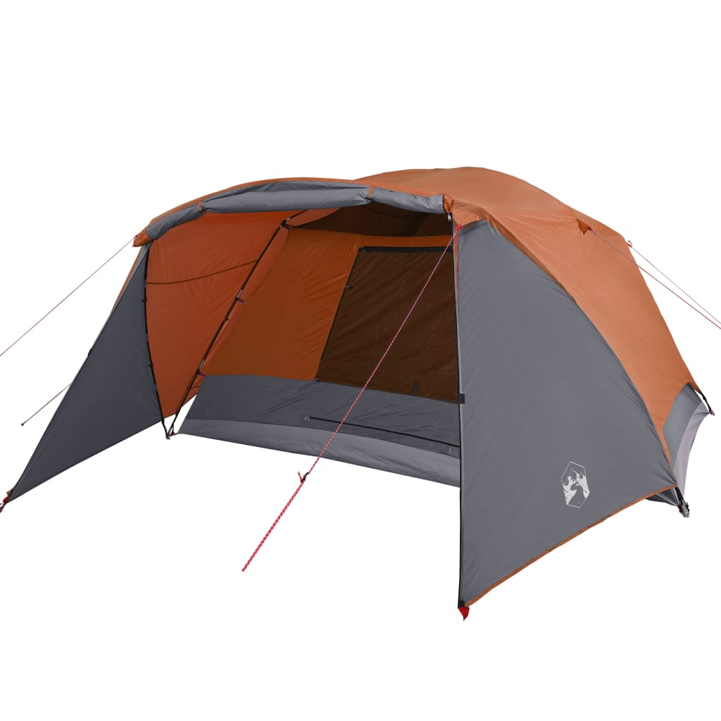 vidaXL Family Tent with Porch 6-Person Grey and Orange Waterproof