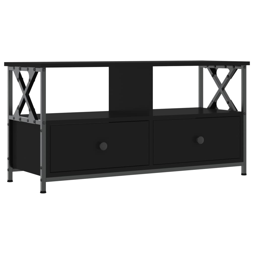 vidaXL TV Cabinet Black 90x33x45 cm Engineered Wood&Iron