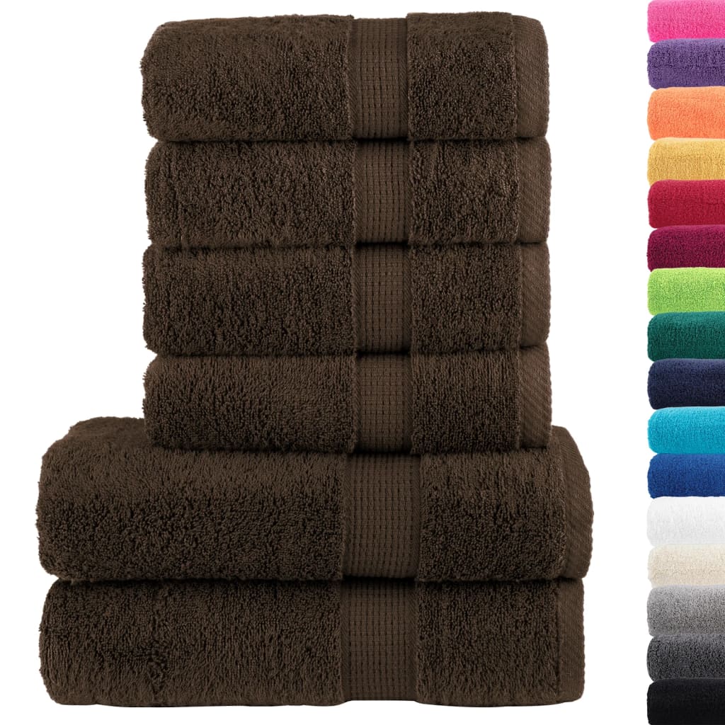 vidaXL 6 Piece Premium Towel Set SOLUND Brown 600 gsm