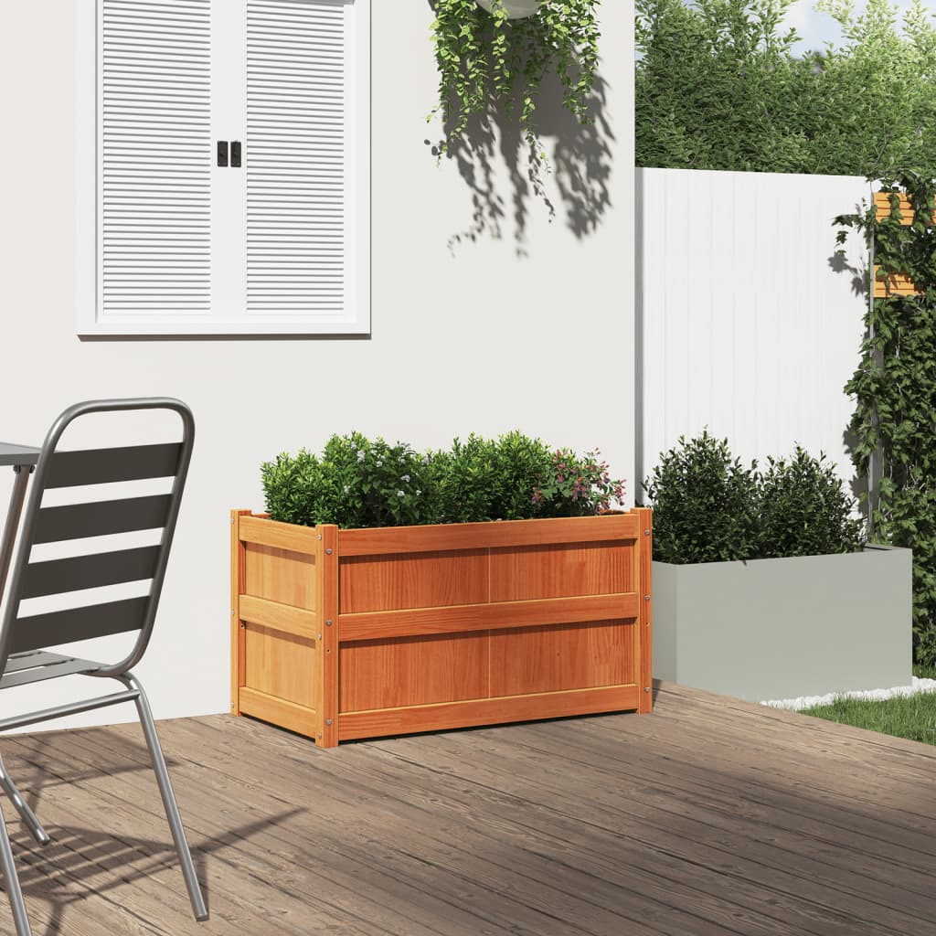 vidaXL Garden Planter Wax Brown 90x50x50 cm Solid Wood Pine