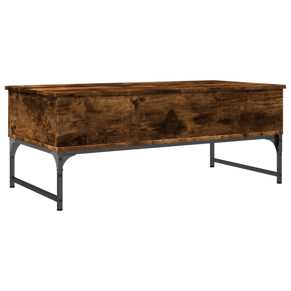 vidaXL Coffee Table Smoked Oak 100x50x40 cm Engineered Wood and Metal