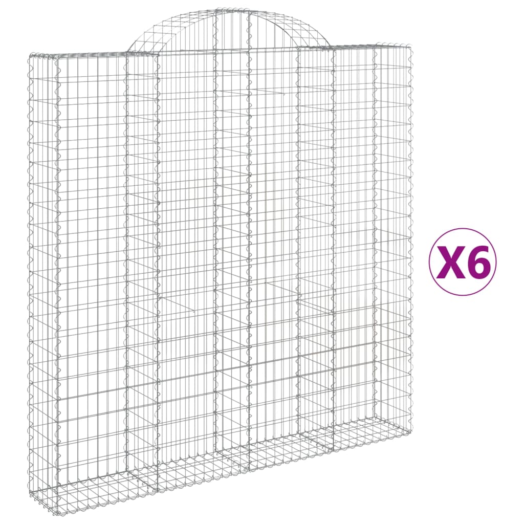 vidaXL Arched Gabion Baskets 6 pcs 200x30x200/220 cm Galvanised Iron