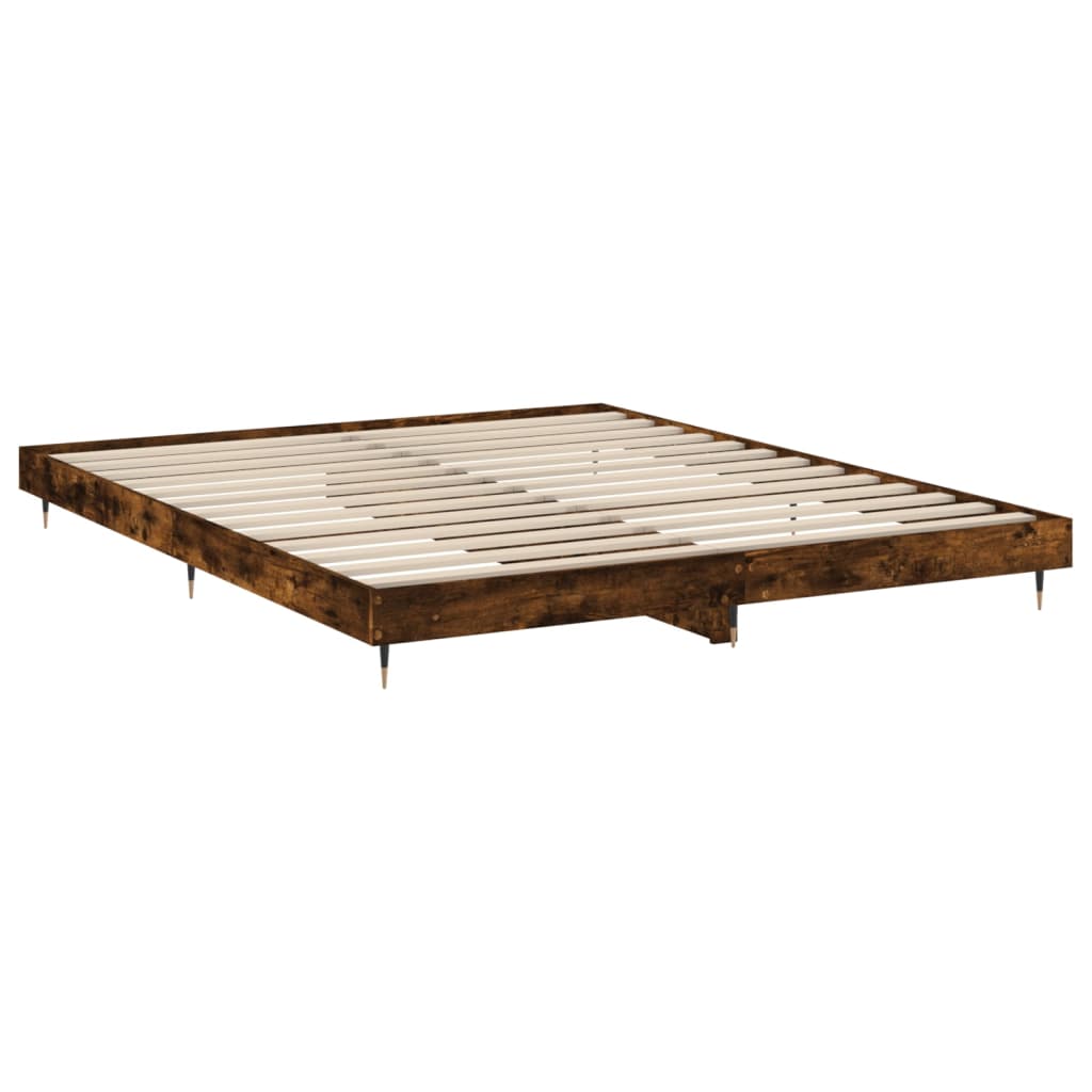 vidaXL Bed Frame without Mattress Smoked Oak 180x200 cm Super King Engineered Wood