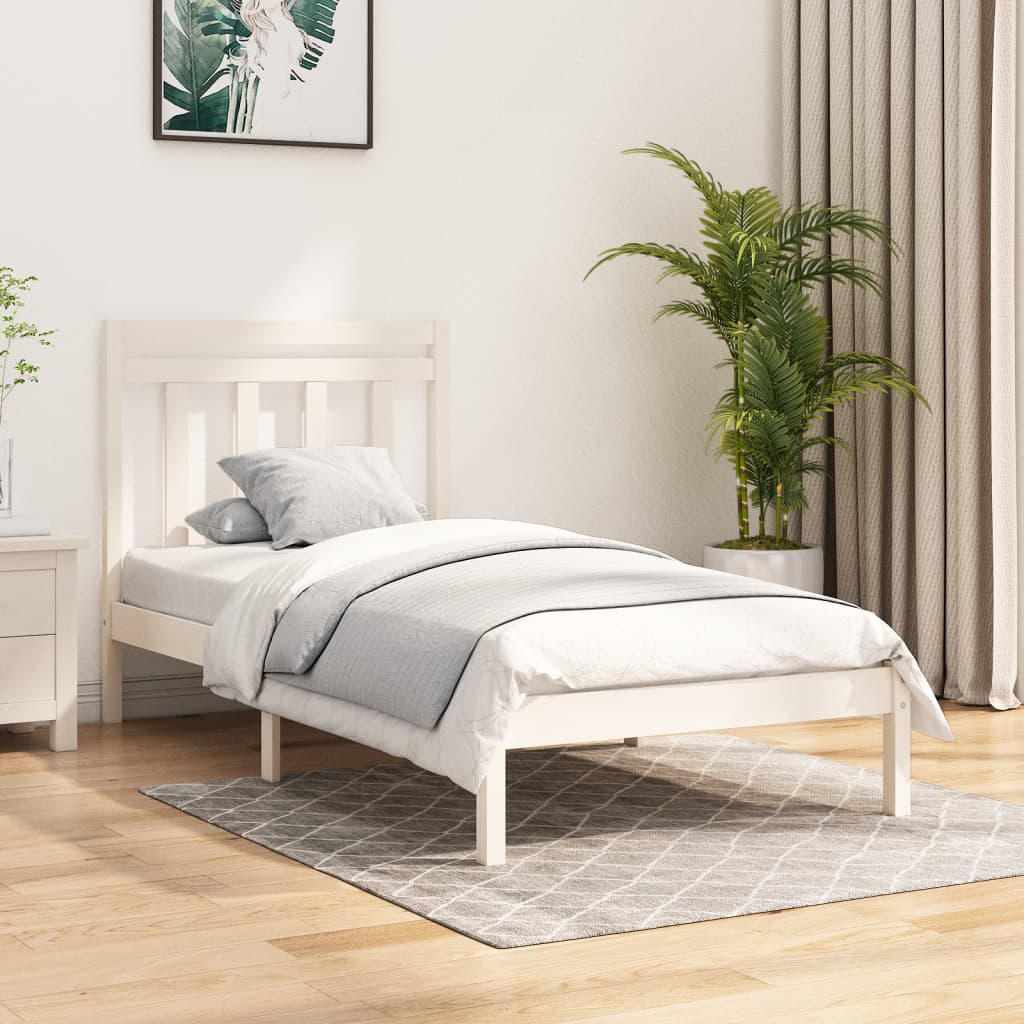 vidaXL Bed Frame without Mattress White 90x190 cm Single Solid Wood