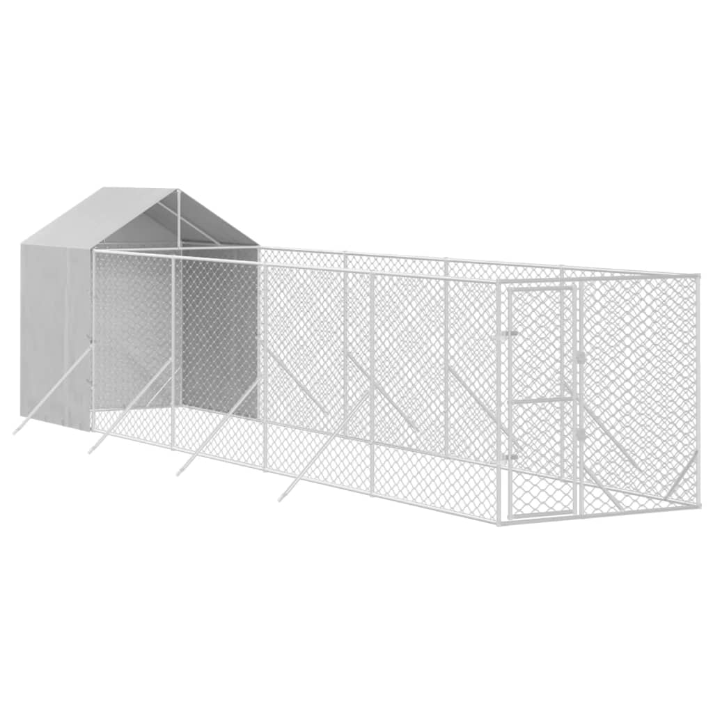 vidaXL Outdoor Dog Kennel with Roof Silver 2x10x2.5 m Galvanised Steel