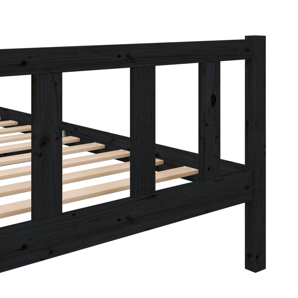 vidaXL Bed Frame without Mattress Black Solid Wood 120x200 cm (810081+814138)