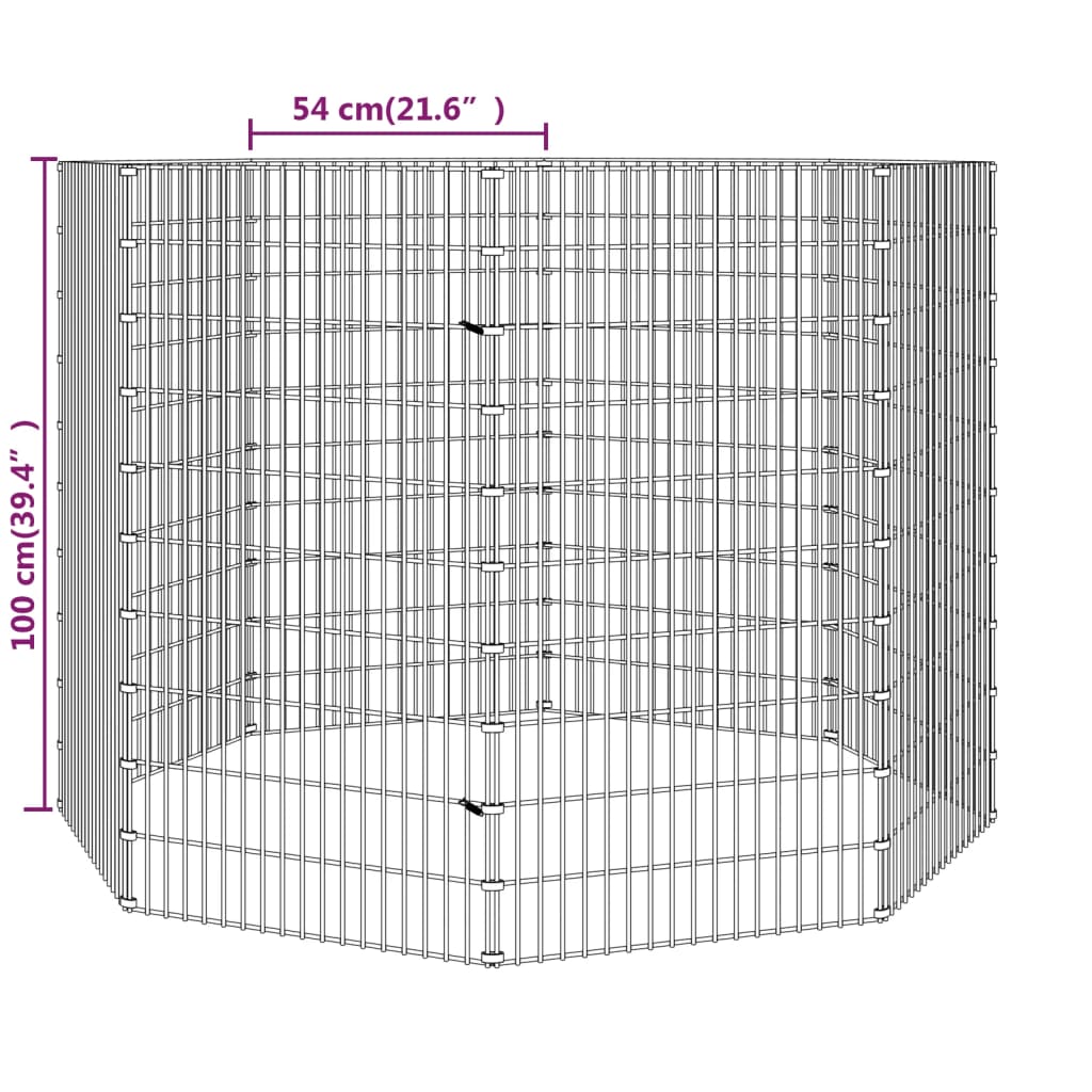 vidaXL Free Range Animal Enclosure 8-Panel 54x100 cm Galvanised Iron