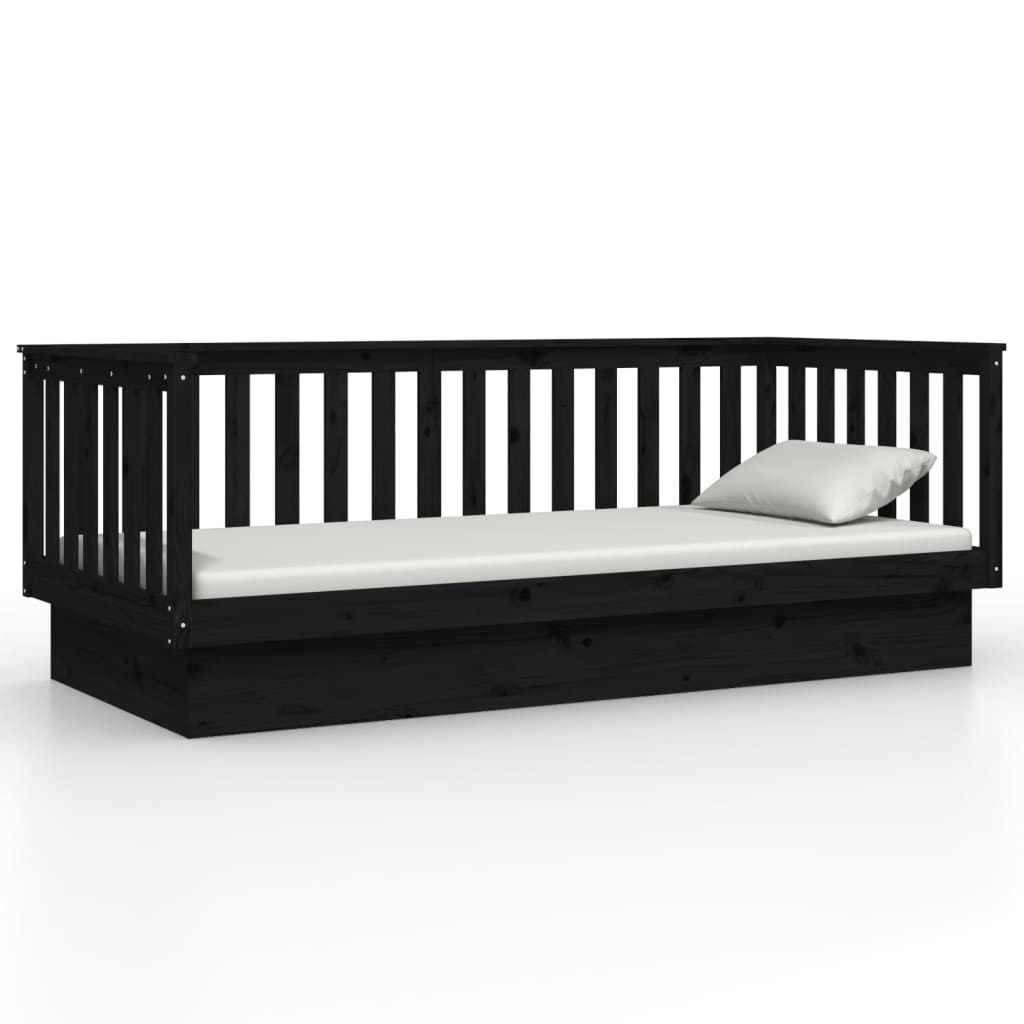 vidaXL Day Bed without Mattress Black 80x200 cm Solid Wood Pine