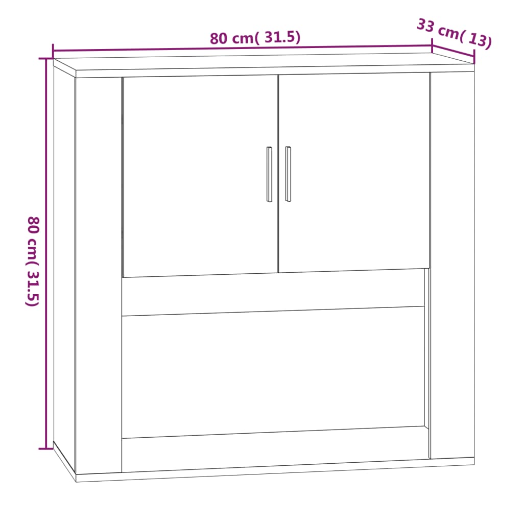 vidaXL Wall Cabinet White 80x33x80 cm Engineered Wood